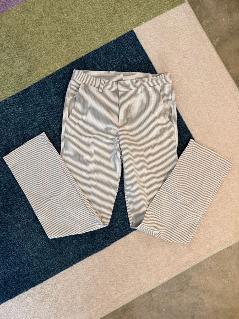 American Apparel Striped Cotton Chino Pants - Blue/White - Picture 2 of 10